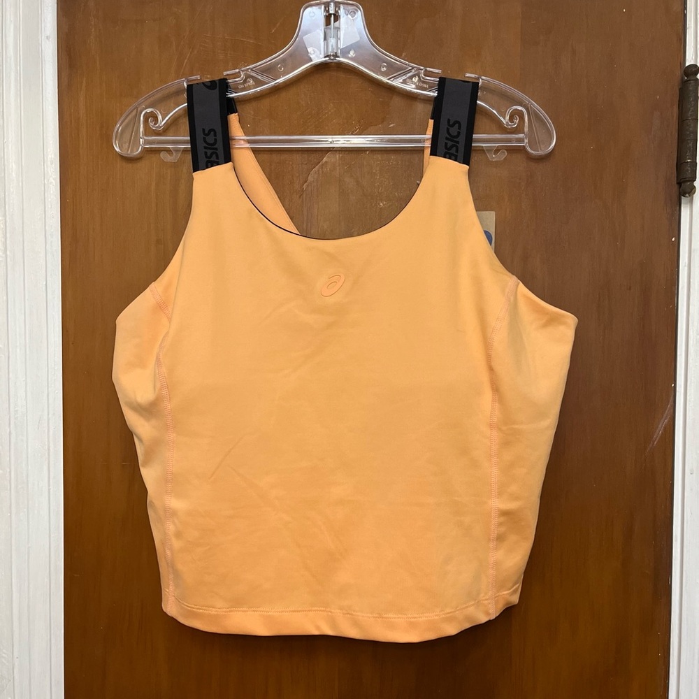 🆕 ASICS  Women’s Peach Orange and black work out top. L.      00